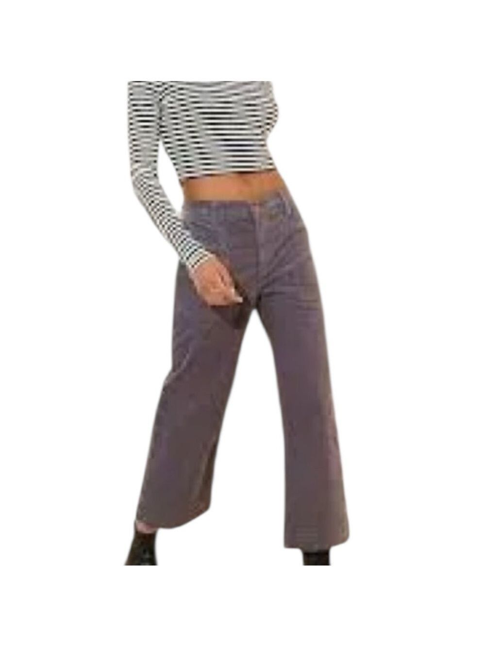 AG Jeans Saige High Rise Wide Leg Crop Grey Ember Corduroy NWT 27